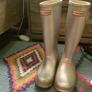 Silver hunter rain boots